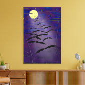 Zauberstunde mit Vollmond und Fledermäusen Leinwanddruck (Insitu (Wohnzimmer))