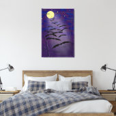 Zauberstunde mit Vollmond und Fledermäusen Leinwanddruck (Insitu (Schlafzimmer))