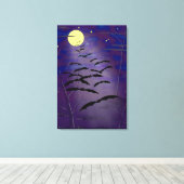 Zauberstunde mit Vollmond und Fledermäusen Leinwanddruck (Insitu (Holzboden))