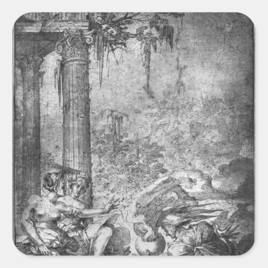 Zauberszene Quadratischer Aufkleber (Vorderseite)