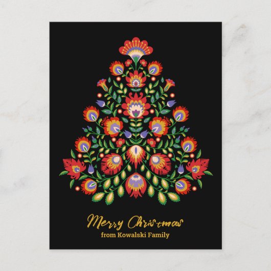 Zauberte Florals: Ein Folklore-Inspiriertes Weihna Postkarte (Vorderseite)