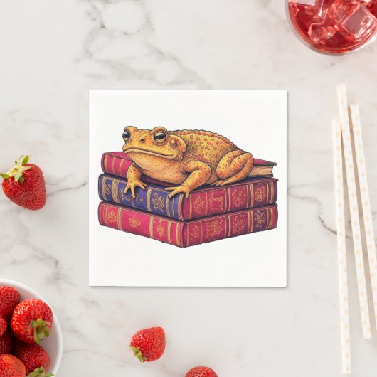 Zaubertoad auf alten Büchern - Einzigartige Kunst Serviette (Beispiel)
