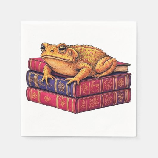 Zaubertoad auf alten Büchern - Einzigartige Kunst Serviette (Vorderseite)