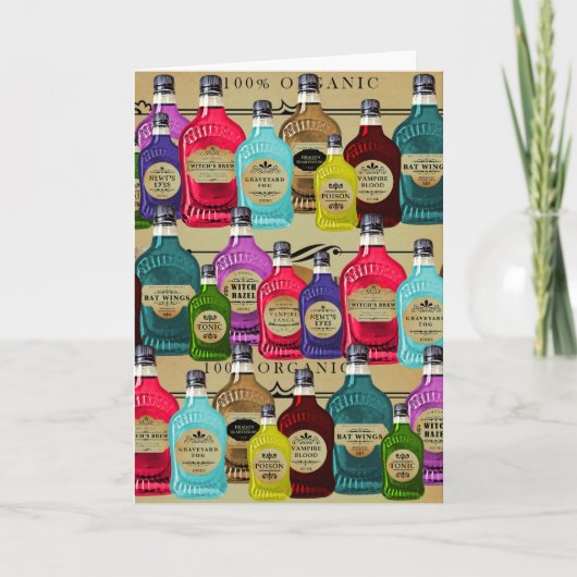 Zaubertrank apothecary Halloween Tonic Flaschen Karte (Vorderseite)