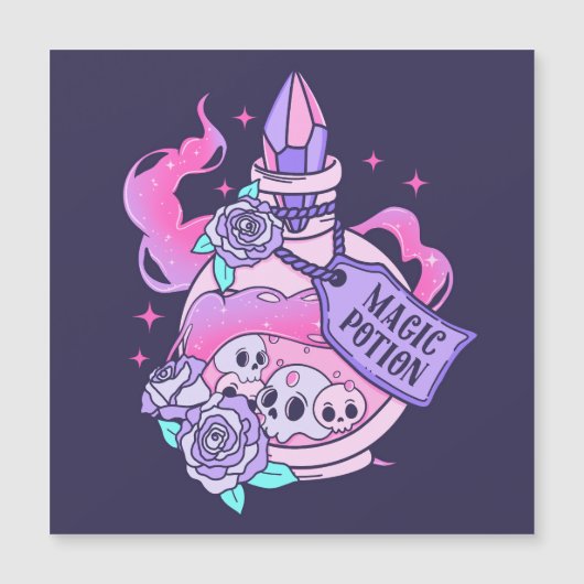 Zaubertrank Niedlich rosa Halloween-Flasche Magnetkarte (Vorderseite)