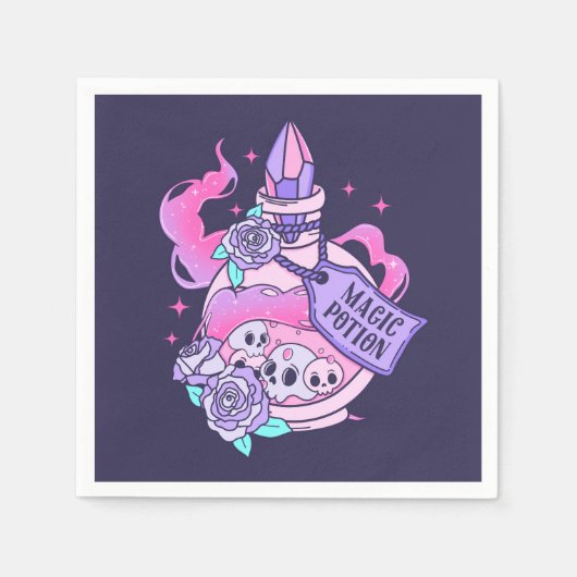 Zaubertrank Niedlich rosa Halloween-Flasche Serviette (Vorderseite)
