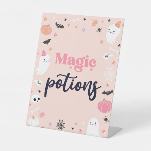 Zaubertränke Niedliche Halloween-Geist Geburtstags Sockelschild (Vorderseite)
