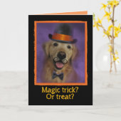 Zaubertrick oder Treat? Golden Retriever Halloween Karte (Gelbe Blume)