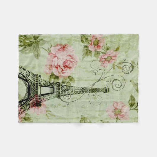 Zauberturm mit rosa Blumenparis Fleecedecke (Vorderseite (Horizontal))