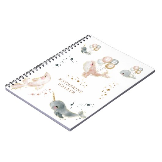 Zauberwal-Ballons monogramm niedlich Notizblock (Linke Seite)