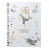 Zauberwal-Ballons monogramm niedlich Notizblock (Vorderseite)