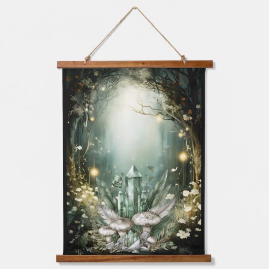 Zauberwald Wandteppich Mit Holzrahmen (Vorderseite)