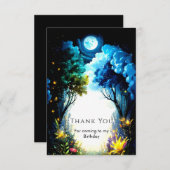 Zauberwald zum Geburtstag Dankeskarte (Vorne/Hinten)
