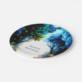 Zauberwald zum Geburtstag Pappteller (Schrägansicht)