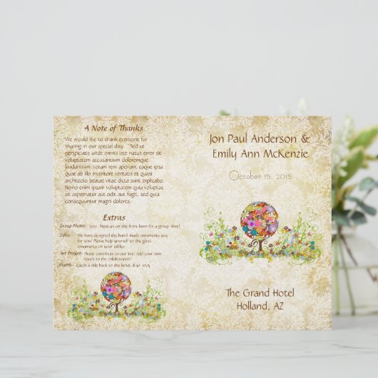 Zauberwaldkreislauf der Liebe Blume Bäume Hochzeit (Stehend Vorderseite)