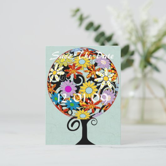 Zauberwaldkreislauf der Liebe Blume Bäume Hochzeit Ankündigungspostkarte (Stehend Vorderseite)