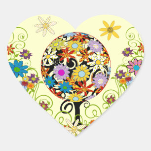 Zauberwaldkreislauf der Liebe Blume Bäume Hochzeit Herz-Aufkleber