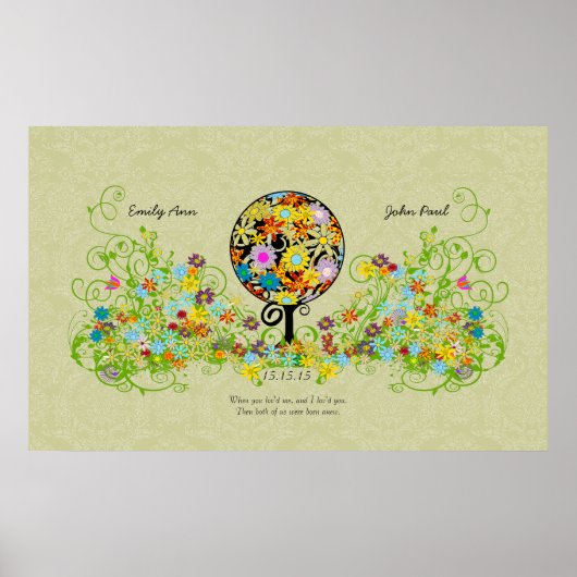 Zauberwaldkreislauf der Liebe Blume Bäume Hochzeit Poster (Vorne)