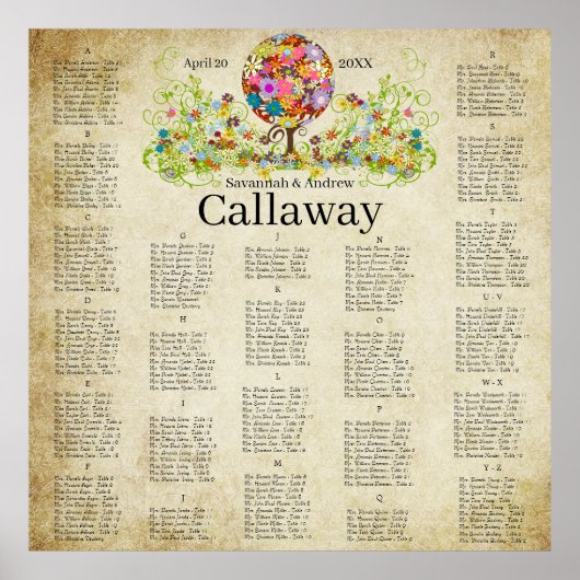 Zauberwaldkreislauf der Liebe Blume Bäume Hochzeit Poster (Vorne)