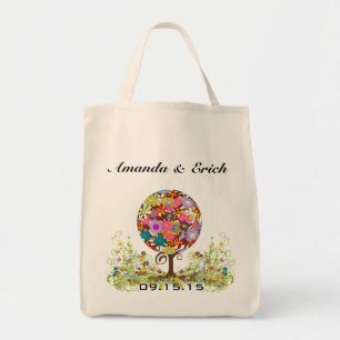 Zauberwaldkreislauf der Liebe Blume Bäume Hochzeit Tragetasche