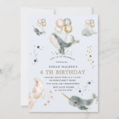 Zauberwale und Sterne Virtuelle Geburtstagsparty Einladung (Vorderseite)