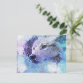 Zauberweiße Wolf Spirit Animal Painting Postkarte (Stehend Vorderseite)