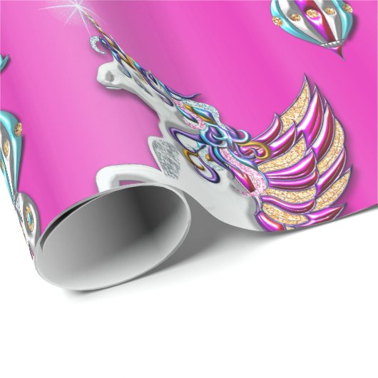 Zauberwürfel und Weihnachtsdekorationen Rosa Geschenkpapier (Rolleneckpunkt)