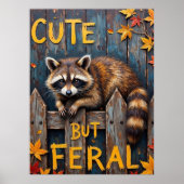 Zaun-Bandit: Raccoon-Herbstbesuch Poster (Vorne)