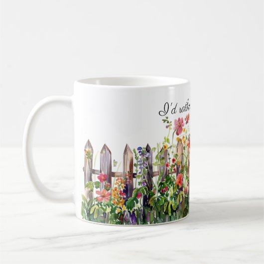 Zaun mit Blume, ich würde eher Gartenarbeit machen Kaffeetasse (Links)