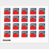 Zaun mit rotem Herzen Quadratischer Aufkleber (Blatt)