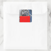 Zaun mit rotem Herzen Quadratischer Aufkleber (Tasche)