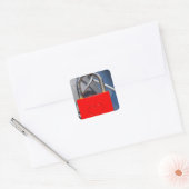 Zaun mit rotem Herzen Quadratischer Aufkleber (Umschlag)