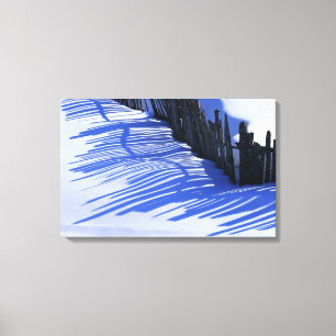 Zaun-Schatten auf Schnee Leinwanddruck