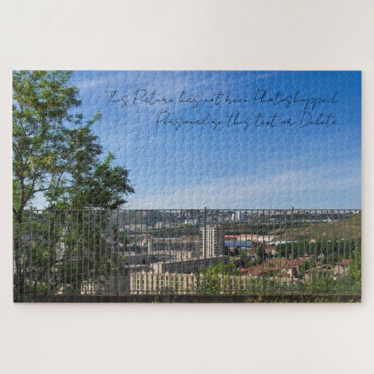 Zaun und Himmel. Modernes modernes Foto Puzzle (Horizontal)