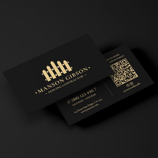 Zaun Zaunbauer Logo Schwarz Modern QR-Code Visitenkarte