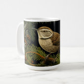 Zaunkönig auf Tannenzweigen Kaffeetasse (Vorderseite Links)