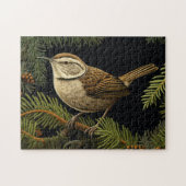 Zaunkönig auf Tannenzweigen Puzzle (Horizontal)