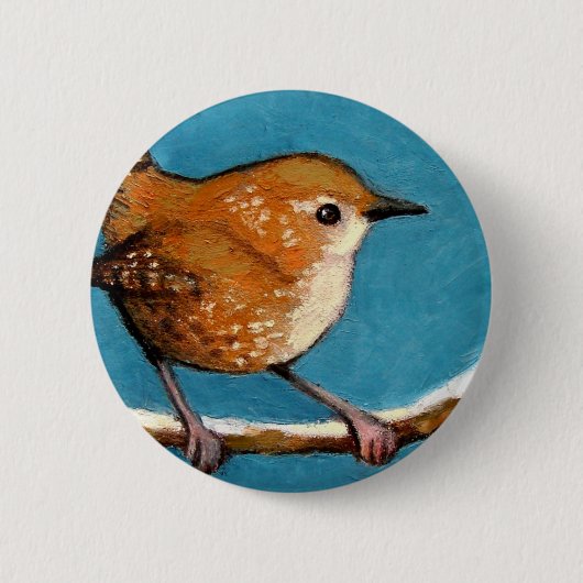 ZAUNKÖNIG IM ÖL-PASTELL BUTTON (Vorderseite)