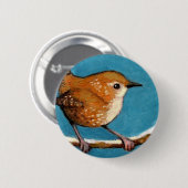 ZAUNKÖNIG IM ÖL-PASTELL BUTTON (Vorne & Hinten)