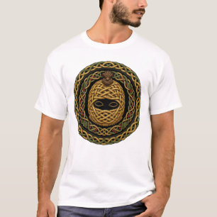 Zaunkönig-Jungen-Strohmaske keltischer Knoten T-Shirt