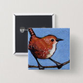 ZAUNKÖNIG, VOGEL, FARBbleistift Button (Vorne & Hinten)