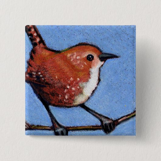 ZAUNKÖNIG, VOGEL, FARBbleistift Button (Vorderseite)