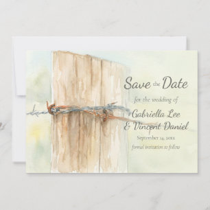 Zaunpfosten Land Farm Aquarell Hochzeit Save The Date