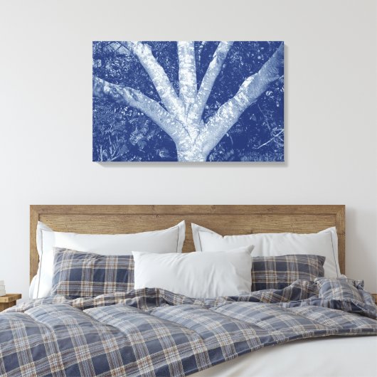 Zaunzweige - Zyanotypeneffekt Leinwanddruck (Insitu (Schlafzimmer))