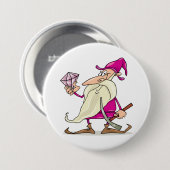 Zaunzwerg mit großem Diamant-Edelstein Button (Vorne & Hinten)