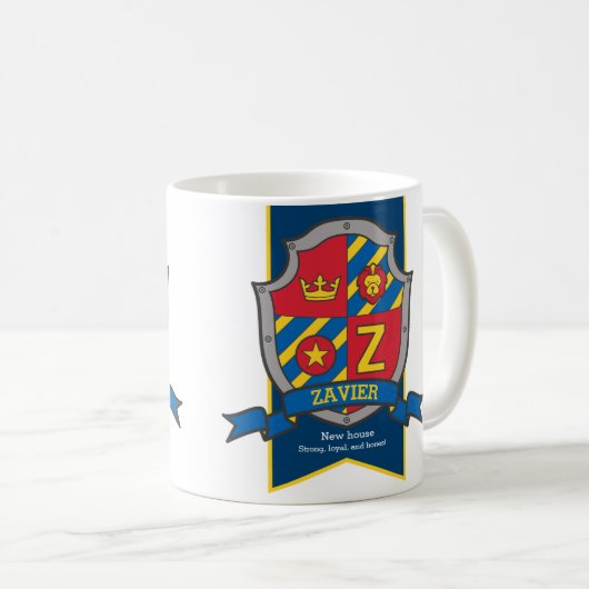 Zavier Buchstabe Z heraldry Ritter Löwen Name bede Kaffeetasse (VorderseiteRechts)