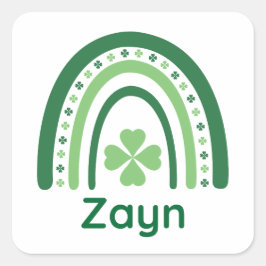 Zayn Name Clover Boho Rainbow Quadratischer Aufkleber