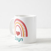 Zayn Name Vintag Boho Rainbow Kaffeetasse (Vorderseite Links)