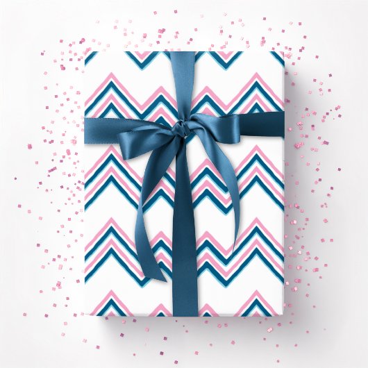 Zaza Chevron Wave in Pink and Deep Aqua Geschenkpapier