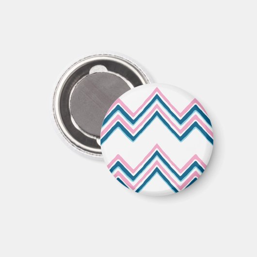 Zaza Chevron Wave in Pink and Deep Aqua Magnet (Vorderseite/Rückseite)